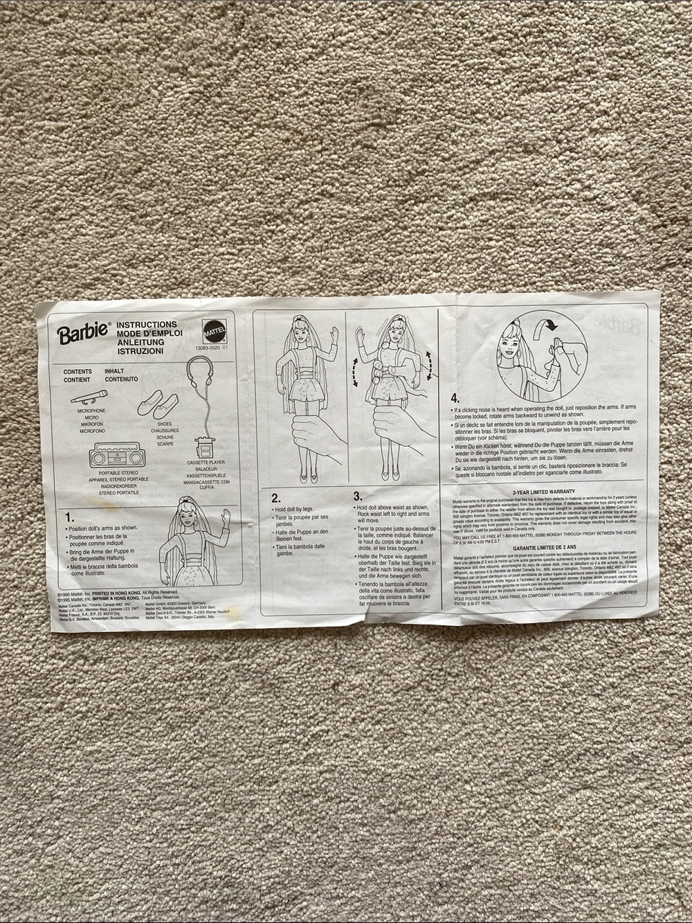 Vintage 1995 Mattel Dance Moves Barbie Instructions